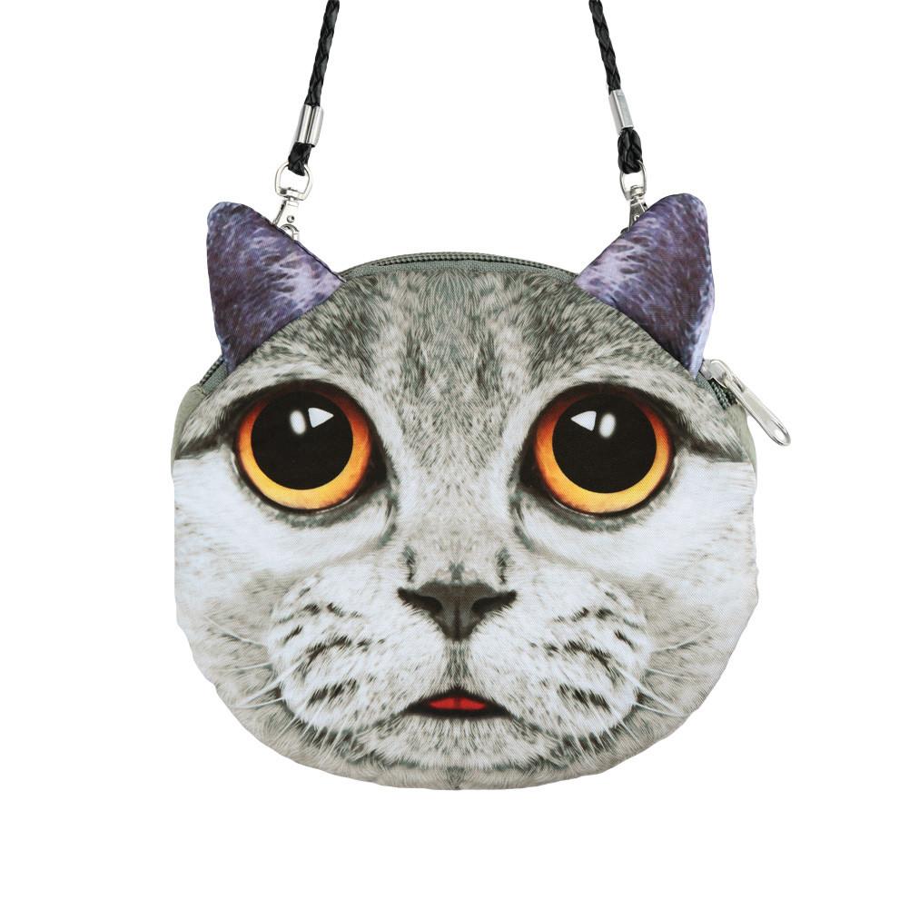 Tickles Multicolor Sling Bag Soft Fabric Cat Face Coin Purse Wallet Grey &  Brown - Price in India | Flipkart.com